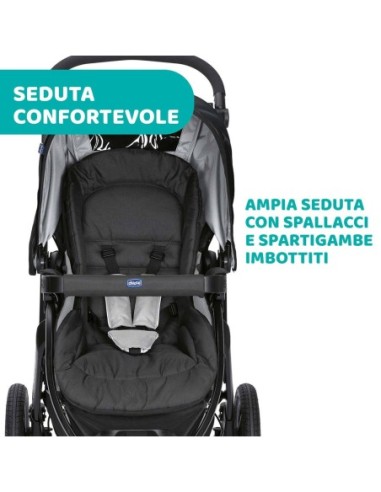 Chicco - Passeggino Activ3 Jet Black - Spedizione Gratuita