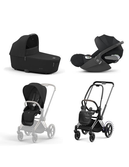 Cybex - Trio E-Priam Con Telaio Chrome Black e seggiolino Cloud T i-Size