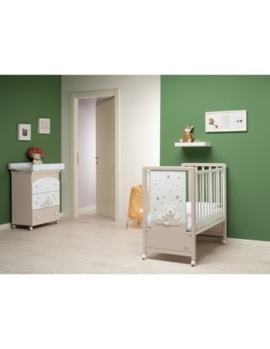 Foppapedretti - lettino Pikkoletto, materasso e completo piumone Dolcestella Tortora