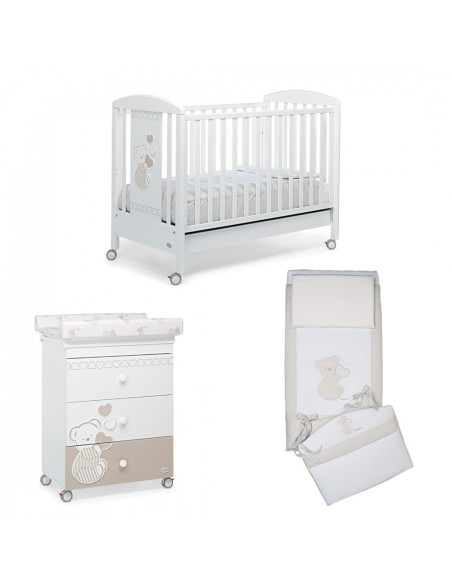 Foppapedretti - cameretta DolceCuore 500 bianco, bagnetto fasciatoio e completo piumone + materasso Jolly Plus Italbaby OMAGGIO