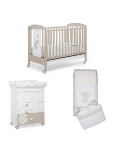 Foppapedretti - cameretta DolceCuore 500 tortora, bagnetto fasciatoio e completo piumone + materasso Jolly Plus Italbaby OMAGGIO
