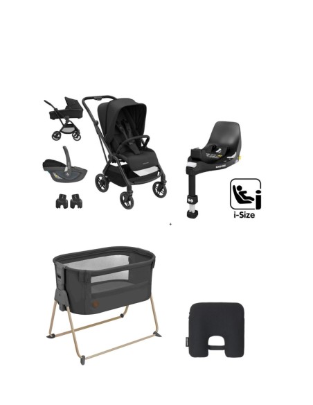 Bundle trio Leona2 BLACK con Pebble 360 + culletta co-sleeping Tori graphite