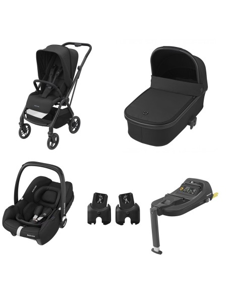 Maxi Cosi - Trio Leona 2 + Navicella Oria + Seggiolino Auto CabrioFix + Adattatori + Base - Spedizione Gratuita