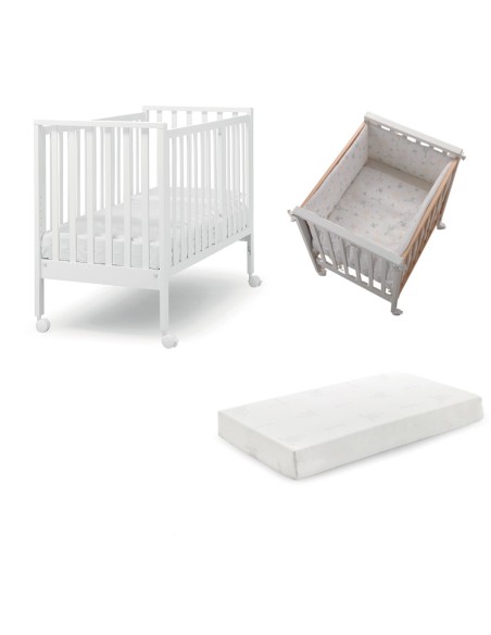 Erbesi - Set Lettino + Materasso Culla 76x60x80 + Piumone Giraffe Evolution - Spedizione Gratuita