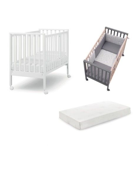 Erbesi - Set Lettino Evolution + Materasso Culla 76x60x80 + Piumone Orsetti - Spedizione Gratuita