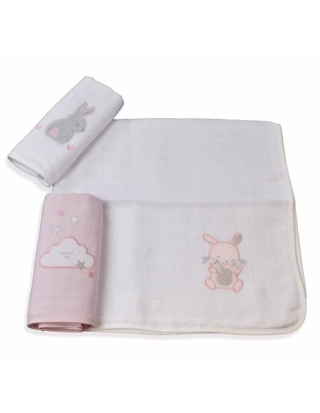 Italbaby - Set 3 Pezzi Mussole Ricamate