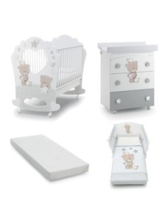 Azzurra Design - Promo Set Lettino Love Me Oblò + Bagnetto + Piumone + Materasso Carezzaloe - Spedizione Gratuita