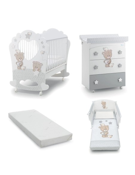 Azzurra Design - Promo Set Lettino Love Me Oblò + Bagnetto + Piumone + Materasso Carezzaloe - Spedizione Gratuita