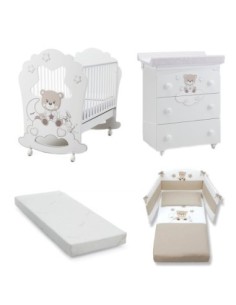 Azzurra Design - Promo Lettino Bonne Nuit Oblò + Bagnetto + Piumone + Materasso CarezzAloe - Spedizione Gratuita