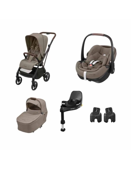 Maxi Cosi - Trio Leona2 + Navicella Sense + Seggiolino Auto Pebble 360 Pro2 + Adattatori + Base FamiliFix 360 Pro
