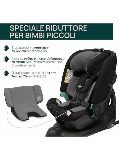 Chicco - Seggiolino Auto FullSeat 360 i-Size con base (61-150 cm) Black Satin - Spedizione Gratuita