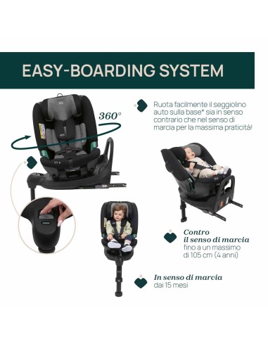 Chicco - Seggiolino Auto FullSeat 360 i-Size con base (61-150 cm) Black Satin - Spedizione Gratuita