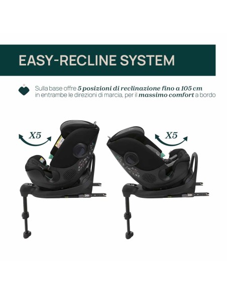 Chicco - Seggiolino Auto FullSeat 360 i-Size con base (61-150 cm) Black Satin - Spedizione Gratuita