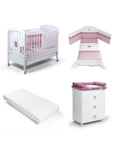 Bebex - Kit Cameretta Dodò Lettino + Materasso + Bagnetto + Piumone - Spedizione Gratuita