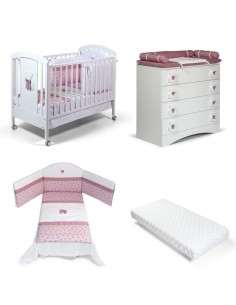 Bebex - Kit Cameretta Dodò Con Lettino, Comò, Piumone e Materasso - Spedizione Gratuita