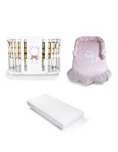 Bebex - Kit Lettino Marilyn Led Con Materasso Componibile, Kit Tessile e Velo - Spedizione Gratuita