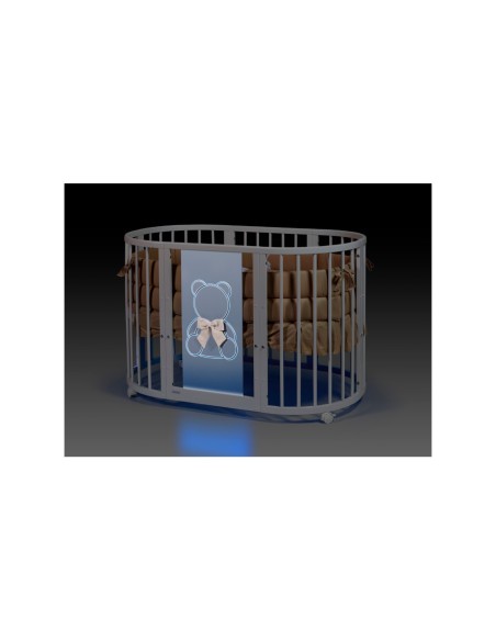 Bebex - Kit Lettino Marilyn Led Con Materasso Componibile, Kit Tessile e Velo - Spedizione Gratuita