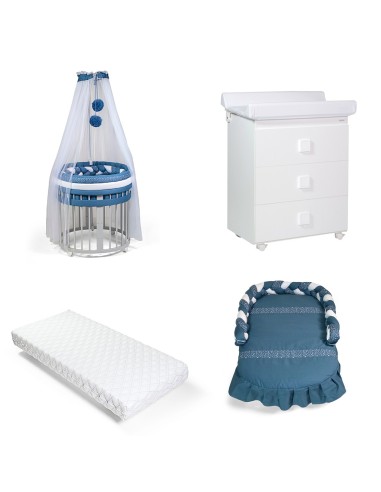 Bebex - Kit Lettino Marilyn Plus Con Bagnetto, Kit Tessile, Materasso Componibile, Velo - Spedizione Gratuita