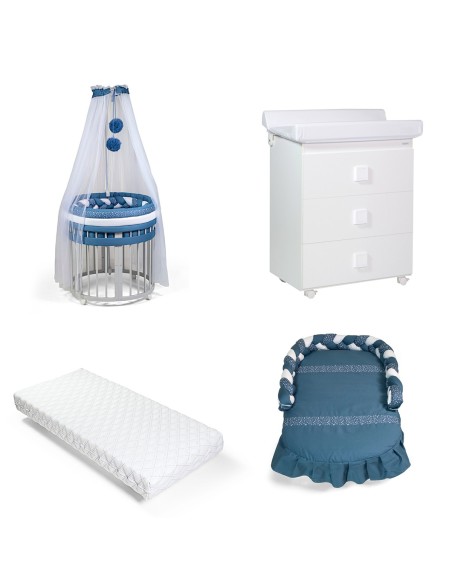 Bebex - Kit Lettino Marilyn Plus Con Bagnetto, Kit Tessile, Materasso Componibile, Velo - Spedizione Gratuita