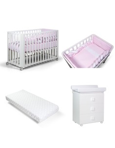Bebex - Kit Lettino Matrix Con Bagnetto, Materasso Mini e Large e Kit Tessile