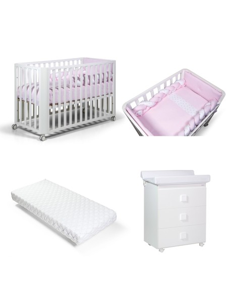 Bebex - Kit Lettino Matrix Con Bagnetto, Materasso Mini e Large e Kit Tessile