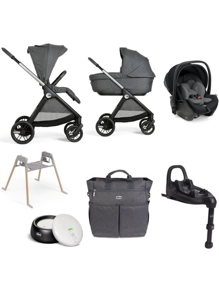 Chicco - Trio Bellagio2 Gran Comfort +First Seat Recline, Borsa Genitore, Stand Lullaglide, Base Full 360, Baby Monitor OMAGGIO