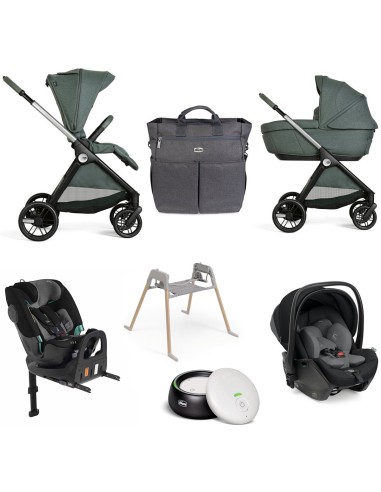 Chicco - Trio Bellagio Gran Comfort Con First Seat Recline + Seggiolino Auto FullSeat 360 i-Size con base E Baby Monitor OMAGGIO