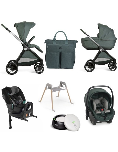 Chicco - Trio Bellagio2 Gran Comfort Con First Seat Recline+ Seggiolino Auto FullSeat 360 i-Size con base E Baby Monitor OMAGGIO