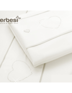 Erbesi - Completo Lenzuola Lulù per Lettino Erbesi Cuori Bianco