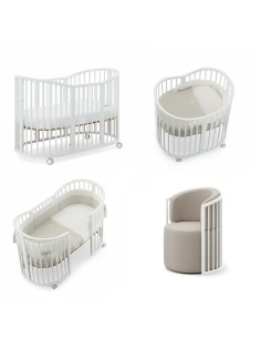 Erbesi - Set Lettino Forever + Rivestimento Culla + Piumone + Set Pouf Con Schienale - Spedizione Gratuita