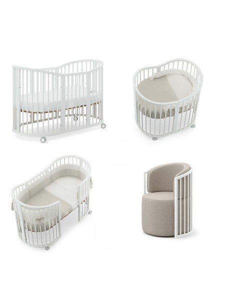 Erbesi - Set Lettino Forever + Rivestimento Culla + Piumone + Set Pouf Con Schienale - Spedizione Gratuita