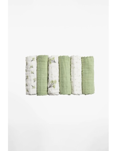 Koala Babycare - Soft Touch set da 6 Mussole 30x30 Blossom Green