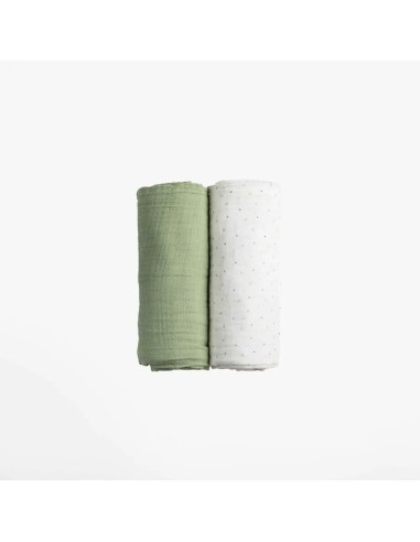 Koala Babycare - Soft Touch set da 2 Mussole 120x120cm Sage Green