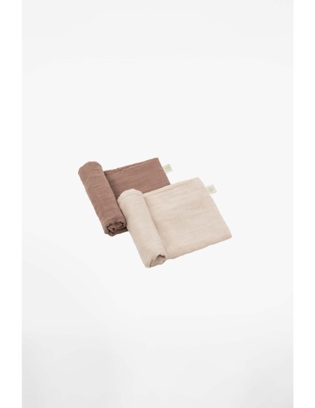 Koala Babycare - Soft Touche Set da 2 mussole di 80x80 cm Bamboo Matcha - Milk
