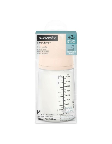 Suavinex - Biberon Zer.Zero 270ml con Tettarella in Silicone Anticolica