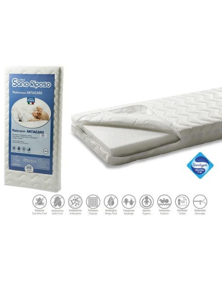 Italbaby - Materasso Acarostop per Culla Lettino 60x120cm H12cm