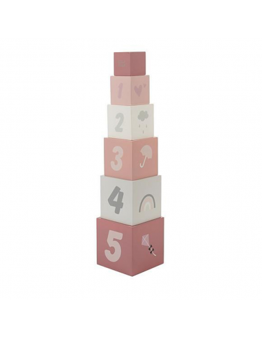 Label Label - Cubi in Legno Numerati Rosa