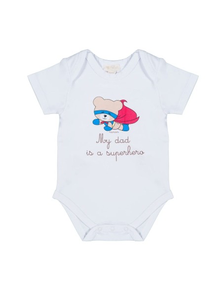 Nanan - Body Bianco con Scritta My Dad in a Superhero