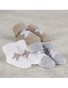 Nanan - Box Calzini Bianchi, Grigi e Beige con Stella