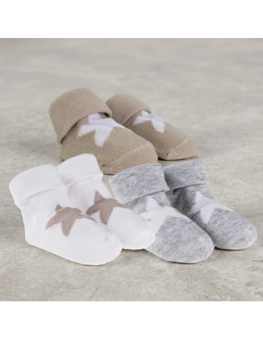 Nanan - Box Calzini Bianchi, Grigi e Beige con Stella