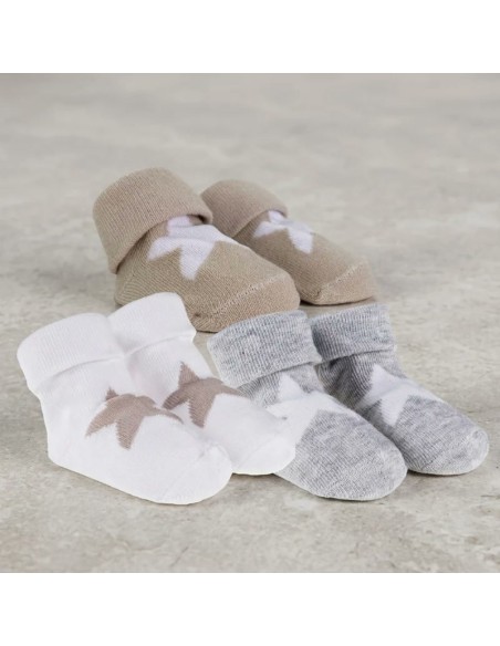 Nanan - Box Calzini Bianchi, Grigi e Beige con Stella