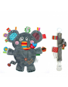 Label Label - Set Doudou e Portasucchietto con Clip Elefante