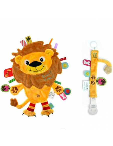 Label Label - Set Doudou e Portasucchietto con Clip Leone