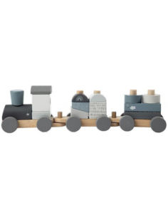 Label Label -Trenino In Legno Blu Pastello