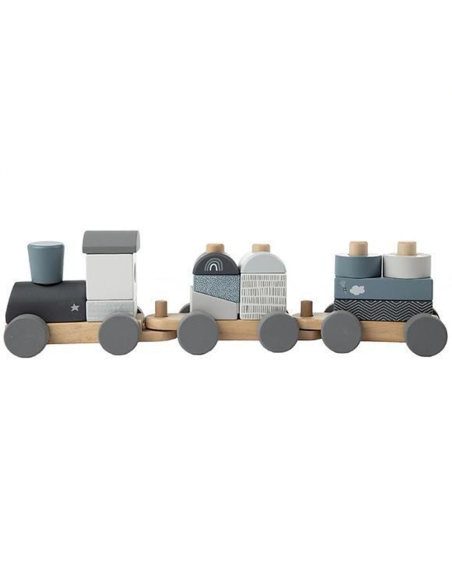 Label Label -Trenino In Legno Blu Pastello