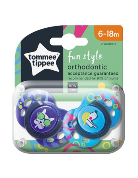 Tommee Tippee - 2 Succhietti 6-18 m Fun Style
