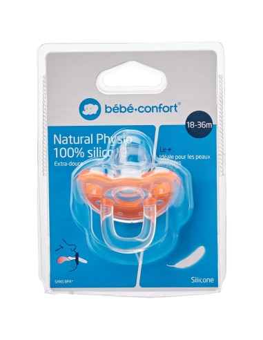 BebèConfort - Ciuccio naturale Physio in silicone, 18/36 mesi